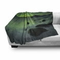thumbnail image 3 of Aurora Borealis Soft Flannel Fleece Blanket, Magic Nature Panorama Coastline Oval Energy Sky Mist Picture, Cozy Plush for Indoor and Outdoor Use, 70" x 90", Lime Green Almond Green, by Ambesonne, 3 of 6