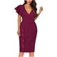 thumbnail image 1 of Vestidos Para Mujer Vestidos de Fiesta de Bienvenida Vestido de Fiesta de Noche Erógeno Sólido Cuello en V Volante Manga Corta Fruncido Odeerbi  ODB168262, 1 of 8