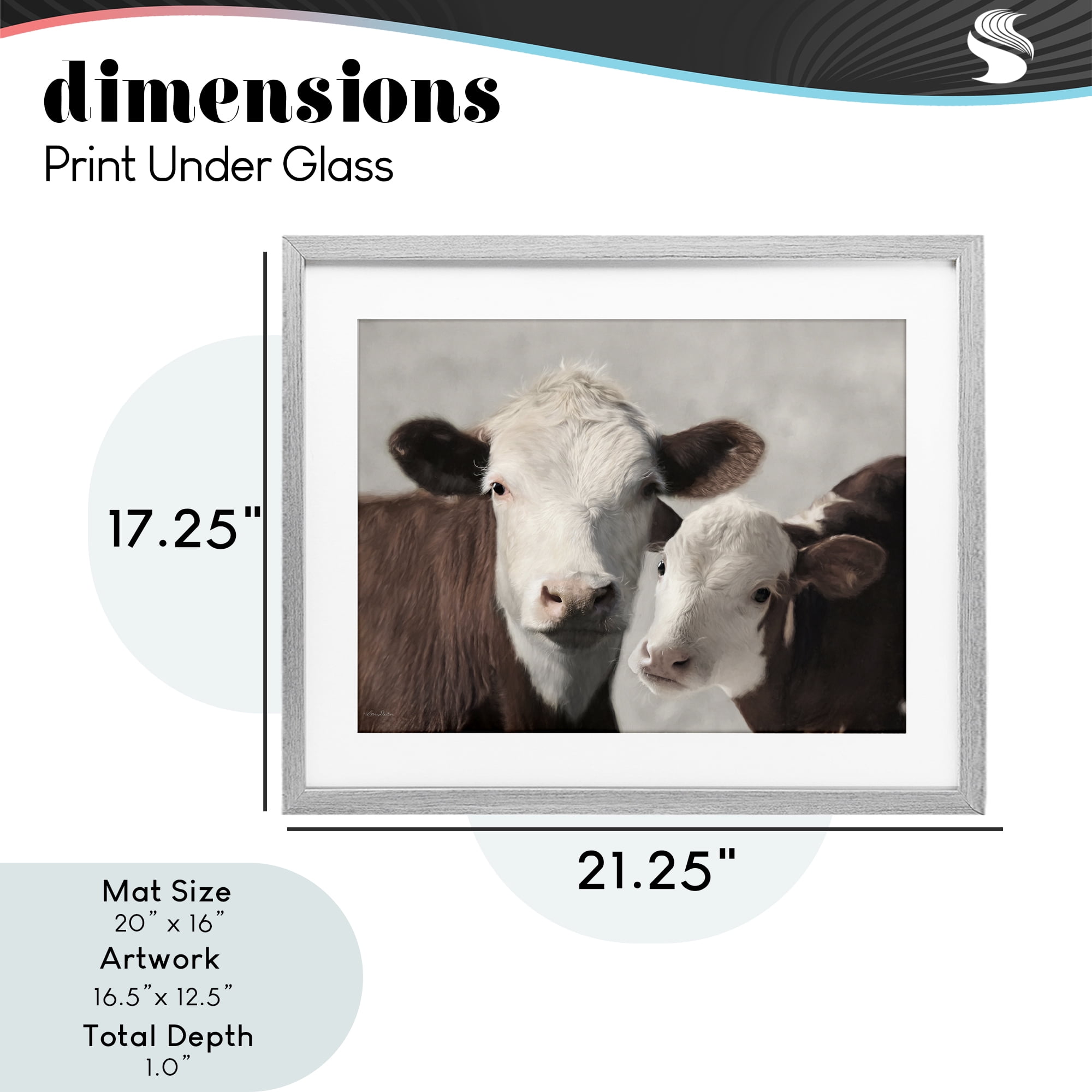 Stupell Industries Mommy & Me Cows Gray Framed Print Under Glass, design by Lori Deiter