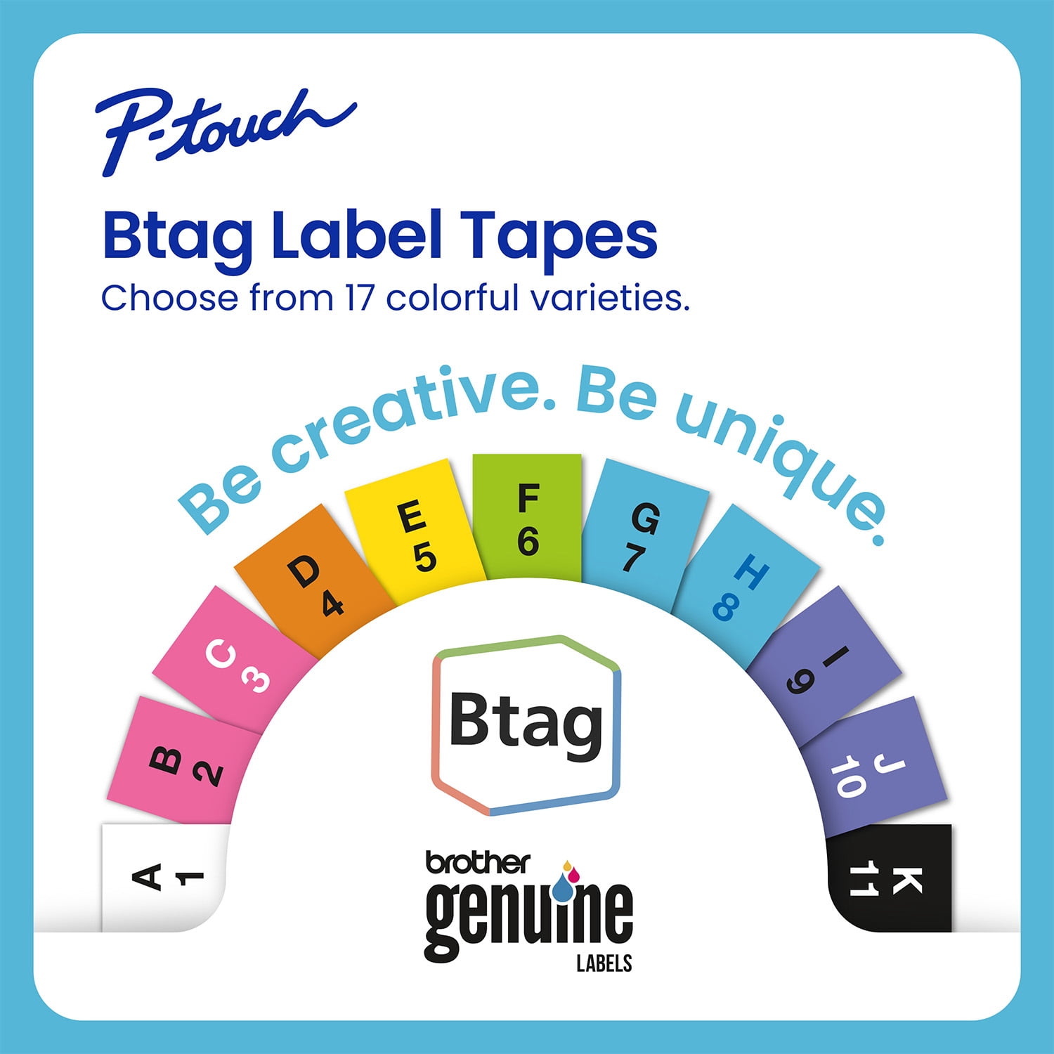 Brother Genuine P-touch BTAG3M02, 3-Pack White on Purple, Black on Light Blue, White on Pink Label Tape, ~1/2in by 13.1ft (12mm x 4m) for Ptouch Label Makers