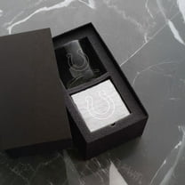 Wendell August Forge Indianapolis Colts Etched Rocks Glass & Square Coaster Set