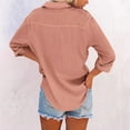 thumbnail image 3 of Womens Fashion Soild Loose Button Long Shirt Ladies Casual Tops T Shirt Blouse Shirt 3x under Shirt with Sleeves V Neck Shirt Women Half Shirt Tie Shirts for Women Short Sleeve Shirts for Women Casual, 3 of 5