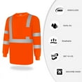 thumbnail image 4 of TCCFCCT High Visibility Shirts for Men Women Class 3 Hi Vis Long Sleeve Shirts for Men Construction, Reflective Safety Work Shirts, Meet ANSI, CXC-Orange L, 4 of 7