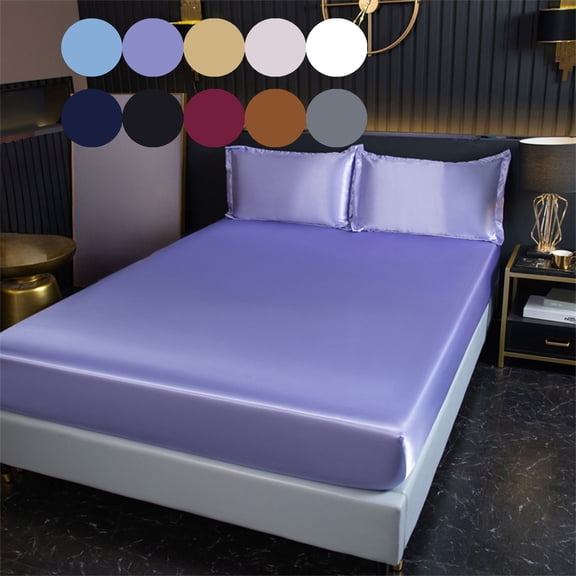 Beautynvta Queen Size Fitted Sheet, Deep Pocket Fitted Sheet, Cooling Satin Bed Sheet 16 Inch Brushed Microfiber for Hot Sleepers Wrinkle Free Soft