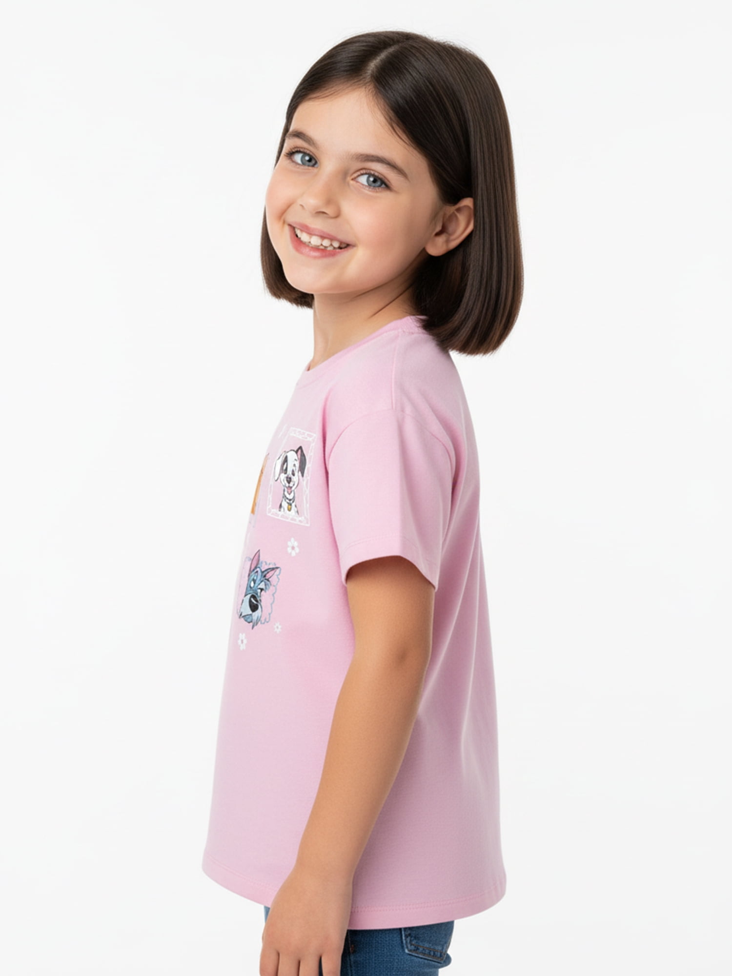 Disney Dogs Stay Pawsome Girls Short Sleeve Graphic T-Shirt, Sizes 4-16