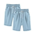 thumbnail image 2 of Cowsor Girl's Knee-Length Bermuda Casual Shorts with Elastic Waist Drawstring 2PC, 2 of 4