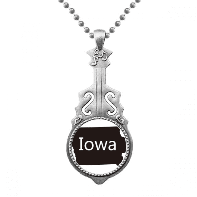 Iowa Estados Unidos usa mapa silueta Colgante Joyería Música Guitarra Torque Star Moon Unbranded M