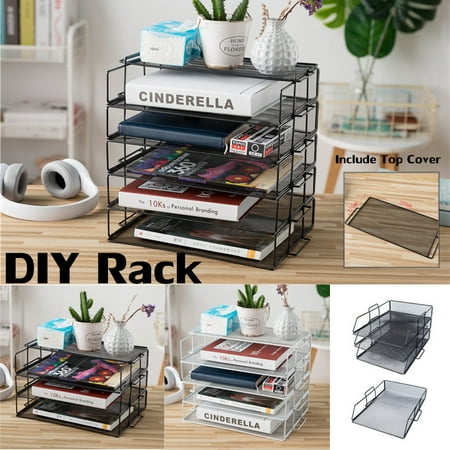 Diy Desktop Storage Holder Metal Mesh Rack Organizer Document File