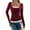 Wine, variant on CIENVNSTG Women Lace Patchwork Ribbed Knit Tee Scoop Neck Casual Slim Fit Long Sleeve Crewneck Button Up Ruched Crop T-Shirts Blue L