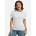 thumbnail image 6 of Women's Crew Neck Ribbed Fitted Shirt Basic Short Sleeves Summer T Shirt Tops, 6 of 7