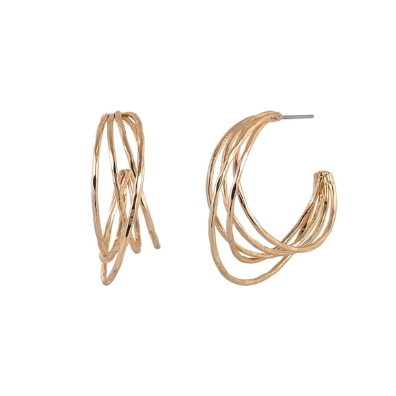 Time and Tru Goldtone Multi Ring C-Hoop Earring