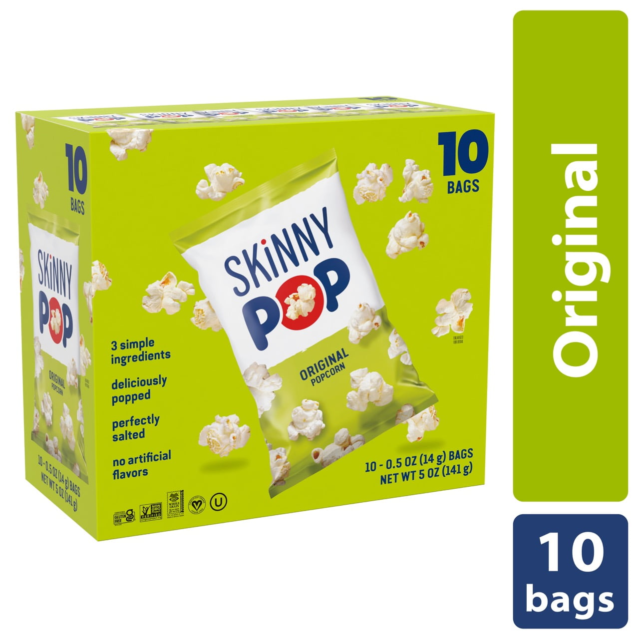 SKINNYPOP Original, Gluten Free Popcorn Bags, .5 oz (10 Count)