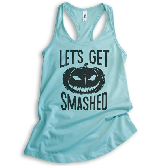 Let's Get Smashed Tank Top, Ladies Racerback Tank Top, Halloween Tank, Pumpkin Tank, Cancun, Large