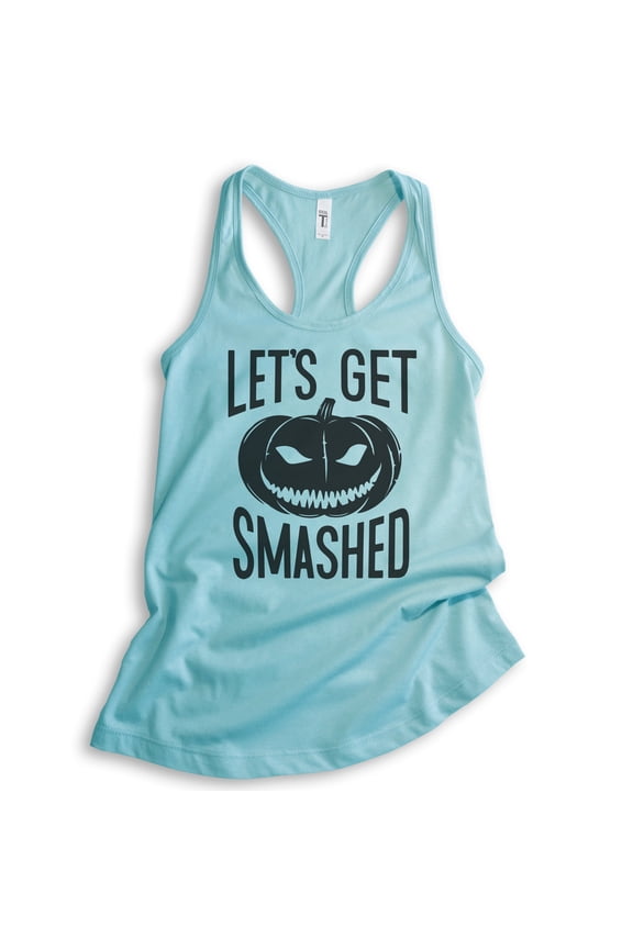 Let's Get Smashed Tank Top, Ladies Racerback Tank Top, Halloween Tank, Pumpkin Tank, Cancun, X-Small