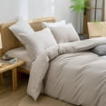 thumbnail image 5 of BESTOUCH Duvet Cover Set Queen 100% Washed Cotton Linen Feel Soft Chic Lightweight 3Pcs (Linen Grey, 90"x90"), 5 of 8