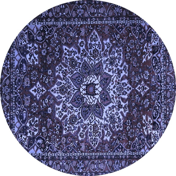 Ahgly Company Machine Washable Indoor Round Persian Blue Traditional Area Rugs, 4' Round