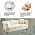 thumbnail image 5 of 80" Chesterfield Sofa, Velvet Button Tufted Upholstered 3 Seater Sofa Couch with Rolled Arms and Nailhead Modern Accent Sofa with 2 Pillows for Living Room Bedroom Office, Beige, 5 of 7