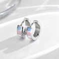 thumbnail image 4 of HIJONES Stainless Steel Progress Pride Flag Earrings Transgender Rainbow Earrings Gay Lesbian LGBTQ Huggie Ear Studs Pierced, 4 of 6