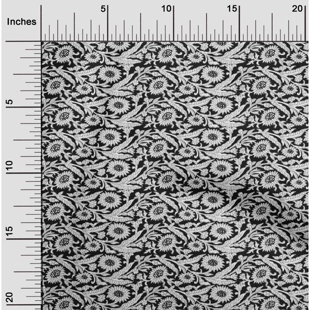 oneOone Coton Popeline Feuilles & Imprimé Floral 1 Yard 42 Inch Wide