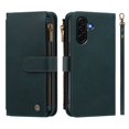 thumbnail image 2 of PU Leather Wallet Case for Samsung Galaxy A37 5G 6.7",9-Card Holder, Zipper Bills Slot, Magnetic Shoulder Strap & Wristlet Cover,Green,For Galaxy A37 5G, 2 of 9