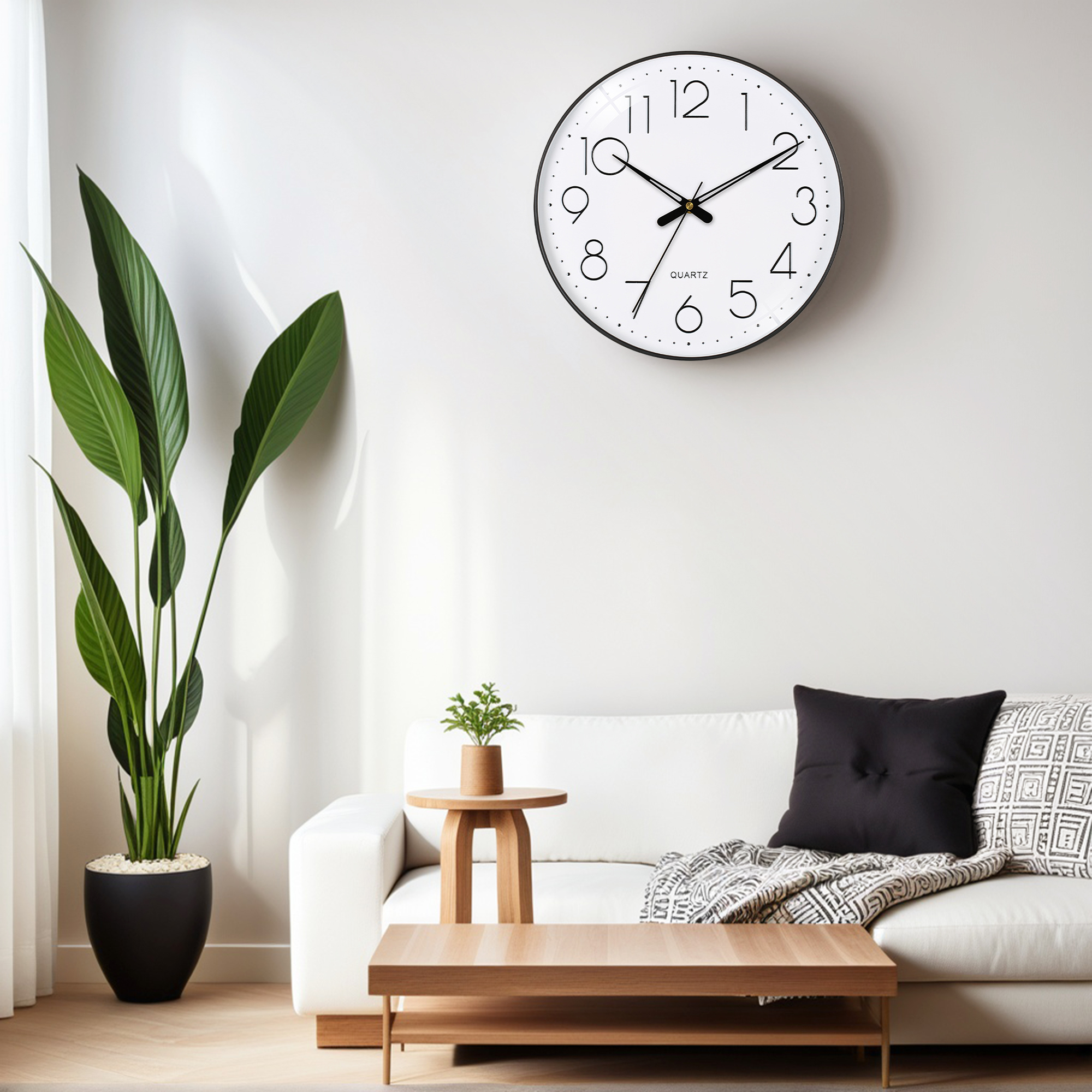 Unique Bargains Non-Ticking Modern Battery Operated Wall Clock White