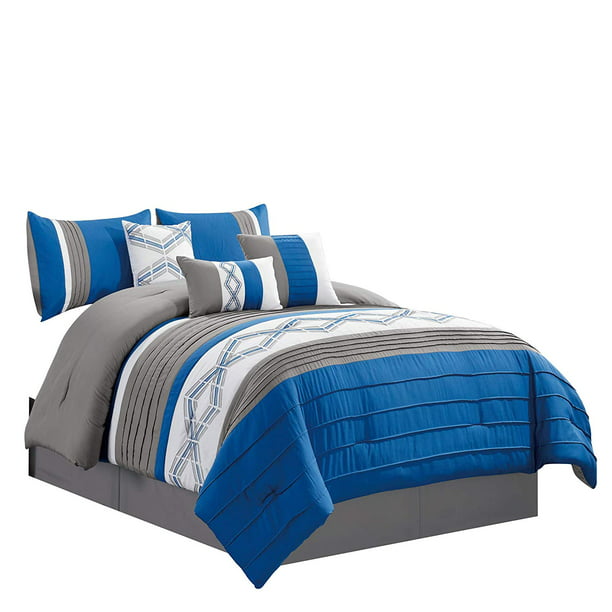 Royal Blue Grey White Comforter, Royal Blue Twin Bedding Set