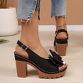 thumbnail image 6 of BADHUB Womens Open Toe High Block Heels Sandals with Bow Chunky Heeled Sandals Dressy Casual Comfortable Slingback Dress Shoes Black 38, 6 of 6