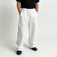 thumbnail image 5 of CIAKGIAF Mens Pants Sports Mens Sweatpants Elastic Waisted Straight Leg Casual Soild Color Drawstring White for M, 5 of 6