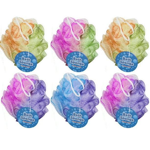 6 Bath Shower Puff Sponge Loofah Scrub Mesh Brush Ball Exfoliating Body