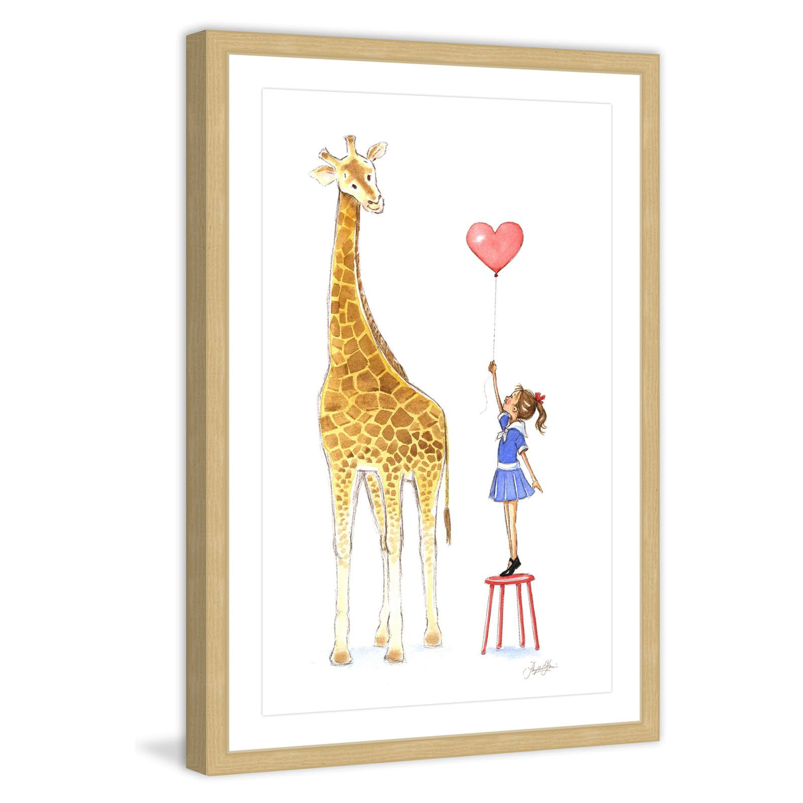 Marmont Hill Giraffe and Girl by Phyllis Harris Framed Wall Art