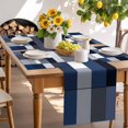 thumbnail image 4 of Blue Black Placemats Set of 2 Geometric Abstract Color Block Plaid Modern Place Mats Washable Table Mats for Party Kitchen Dining Decoration, 12 X 18 Inch, 4 of 8