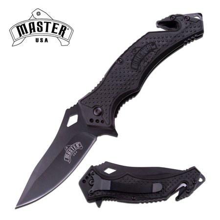 Black Rescue Blade - SPRING-ASSIST FOLDING KNIFE | Low-Cost 3.25
