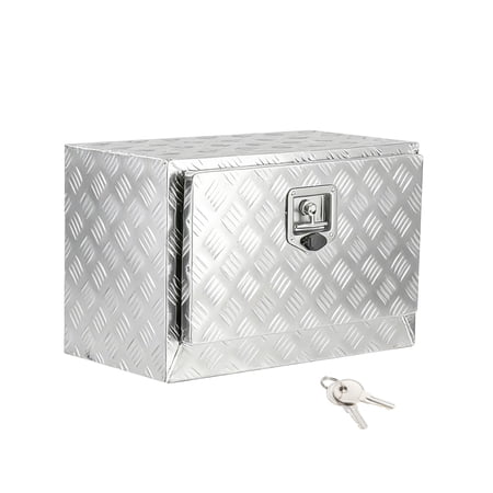 36 x14 x16  Underbody Truck Tool Box - Heavy Duty Aluminum Diamond Plate Lockable Storage Box with T-Handle Latch & Keys Waterproof Pickup Trailer Van Under-Vehicle Cargo Box Silver