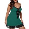 thumbnail image 2 of fheaev Plus Size Lingerie for Women Chemise V-Neck Lace Trim Sleeveless Sleepwear L5 Green, 2 of 9