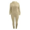 thumbnail image 3 of Casual Drawstring Pantsuits Two-piece Set, Pocket Hoodies Tops & Loose Long Sweatpants Set, Women's Clothing, 3 of 7