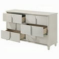 thumbnail image 3 of Veda Wide Dresser, Luxurious Pearl White Wood Finish, 6 Modern Drawers, 3 of 3