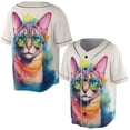 thumbnail image 3 of Hippie Abyssinian Portrait oil painting Watercolor Tie-dye Vintage All Over Print 3D Baseball Shirt Cat Lover Kitten Owner Gifts Softball Sport - 00015, 3 of 6