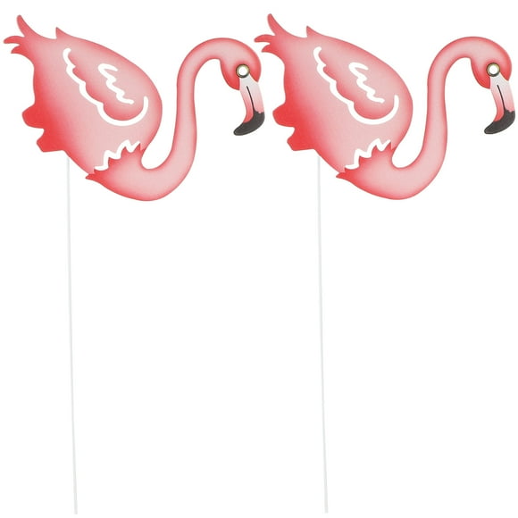 2pcs Decorative Cartoon Flamingo Ground Stake Outdoor Garden Stake Decor Lawn Layout Prop