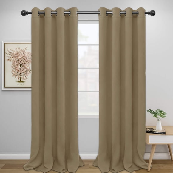 Cortinas Easy-Going 132x244 cm Aislantes Térmicas Color Tan 2 Paneles