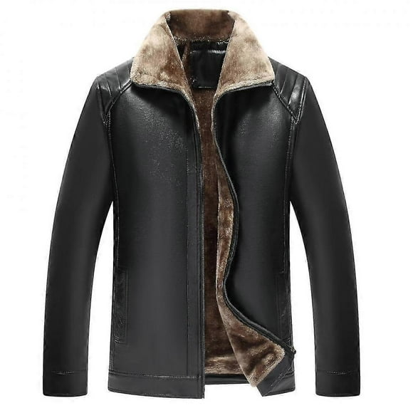 Fleece Thickened Leather Jacket Men's Motorcycle Jacket