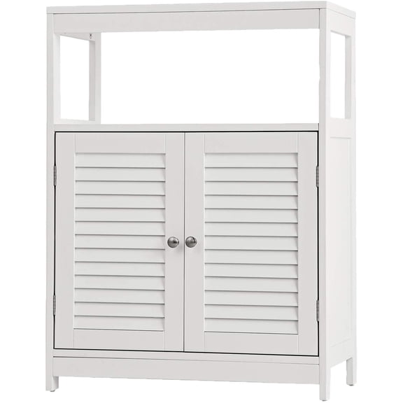 Giantex Floor Storage Cabinet Multifunctional Bathroom Floor Cabinet with Double Shutter Doors and Three-Position Adjustable Shelves, Ideal for Bathroom, Living Room, 23.5 x 12 x 31.5 inches (White)