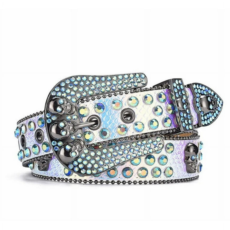 Jlmmen Western Rhinestone Belt Skull Belt Ceinture Femme Ceinture Homme Crystal Studded Luxury Pin Buckle Belt Cinto de Strass Jeans Women s Size