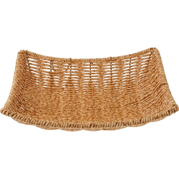 MEIBUTYUP Plastic Woven Tray, Light Brown, Chic Storage for Home, Elegant Style