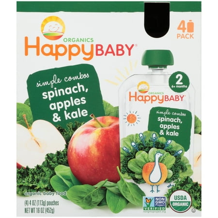 Happy Baby® Organics Simple Combos Spinach, Apples & Kale Baby Food 4-4 oz. Pouches