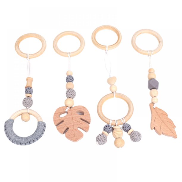 Wooden Baby Gym with 4 Wooden Baby Toys Foldable Baby Play Gym Frame