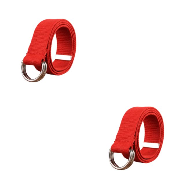 pitrice Ceinture en Toile et Métal 1/2/3 pour Hommes et Femmes, Inaltérable, Exquis, Facile à Assortir, Ajustable, Élégante, pour Jeans, Rouge 2 Pcs