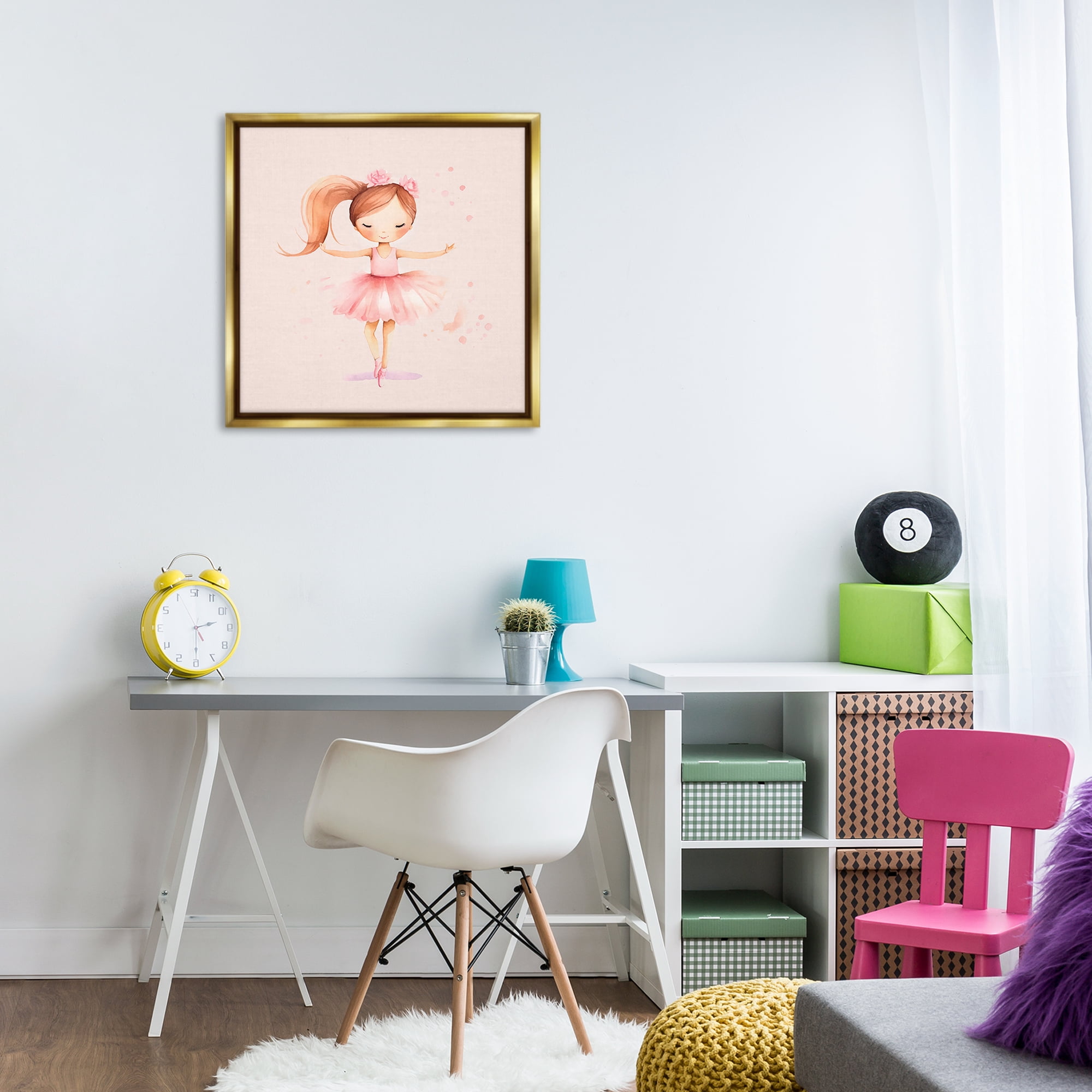 Stupell Industries Little Dancer Girl People Painting Gold Floater Framed Canvas Art Print Wall Art, 25 x 25