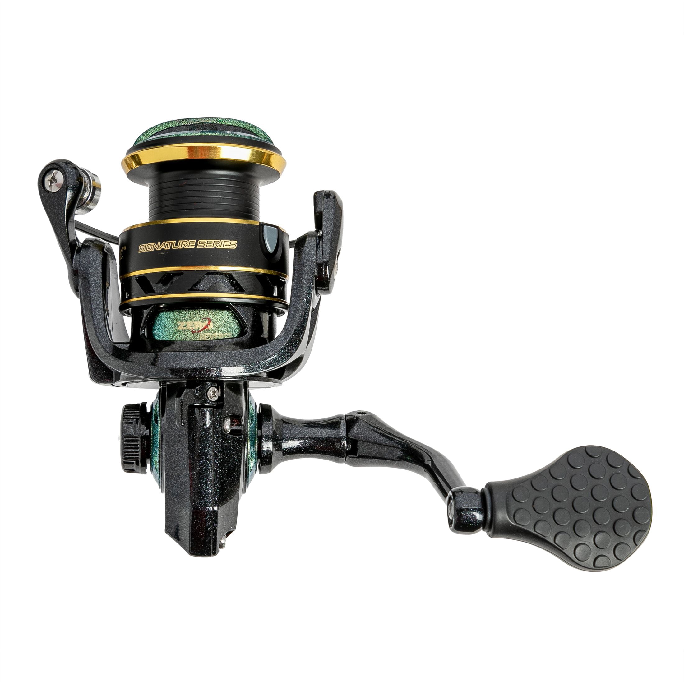 Lew’s Wally Marshall Signature Series Spinning Fishing Reel, Size 100 Reel, 5+1 Bearings, 5.1:1 Gear Ratio, Graphite Frame and Rotor, Interchangeable Retrieve, Green/Gold