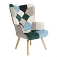 thumbnail image 6 of Accent Chair with Ottoman,Living Room Chair and Ottoman Set,Comfy Side Armchair for Bedroom,Creative Splicing Cloth Surface,Colorful 02, 6 of 7