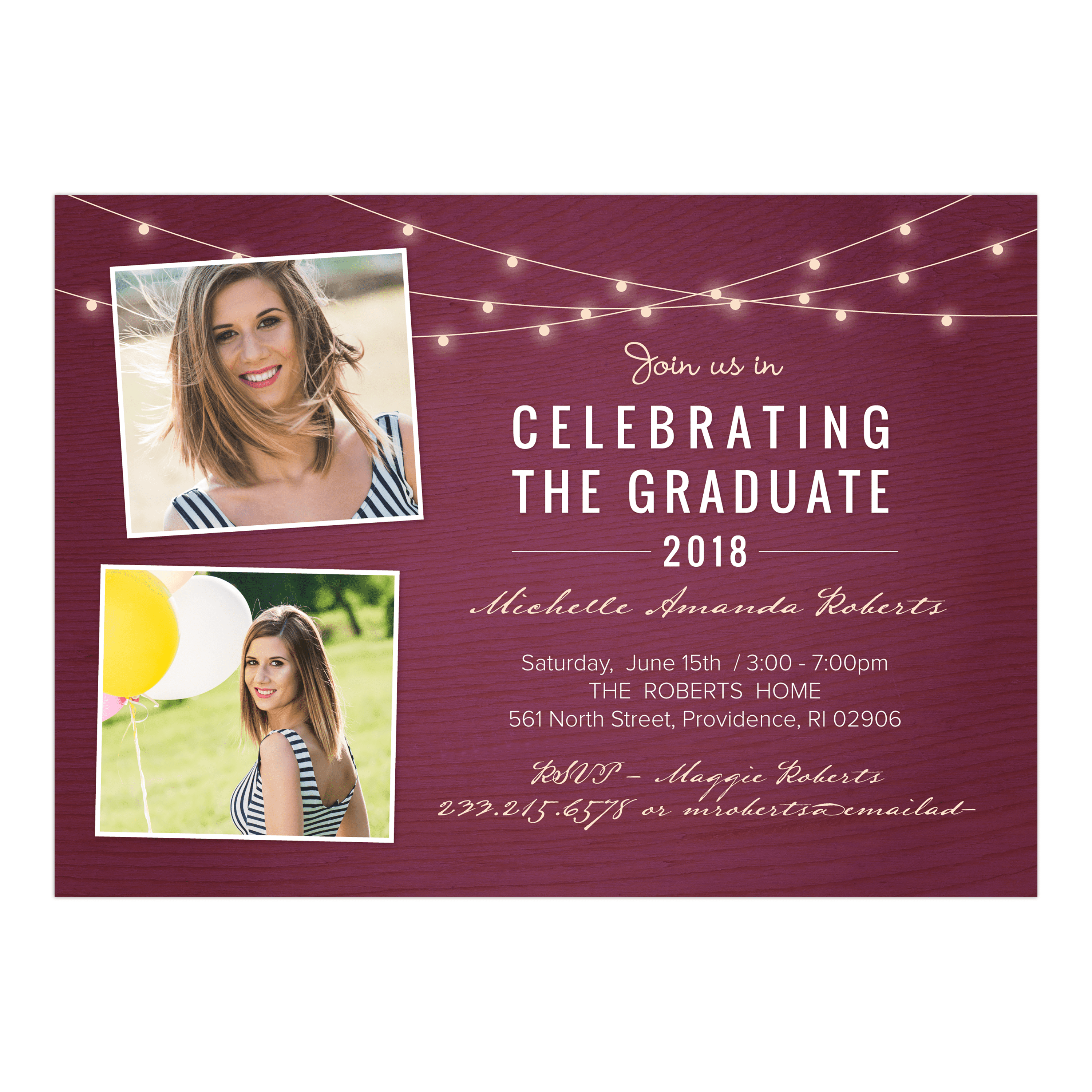 Personalized Graduation Invitation Rustic Celebration 5 X 7 Flat